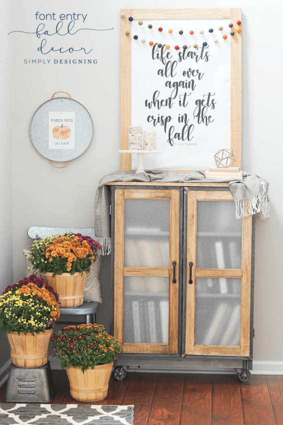 A simple Front Entry Fall Decor with beautiful textures layers colors and free prints