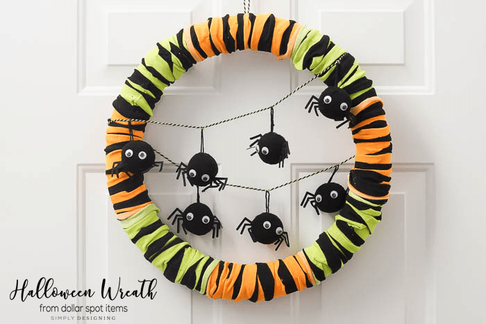 Such a fun and easy Halloween Wreath made only from items found at the dollar spot | Halloween Wreath made with Dollar Spot Items | 22 | st patricks day print