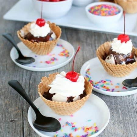 Ice cream sundaes made with ice cream made from scratch.