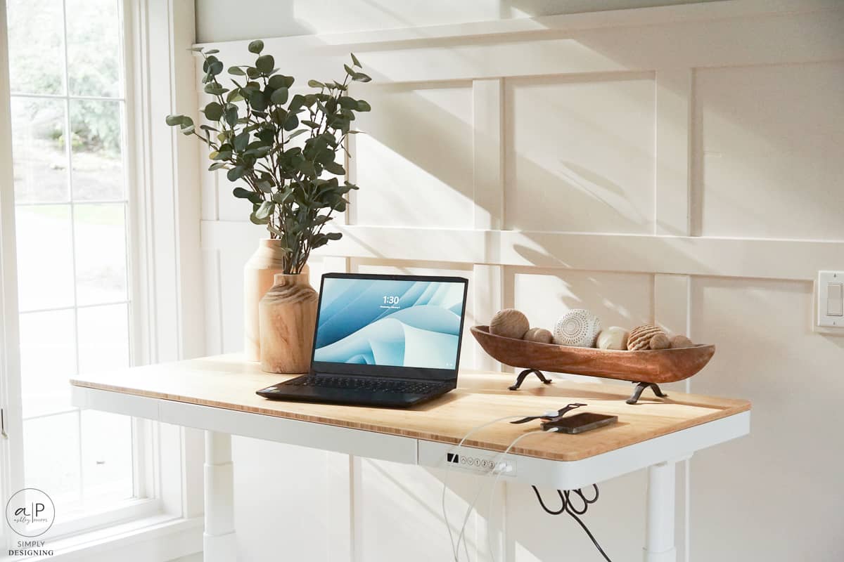 decorated and styled standing desk